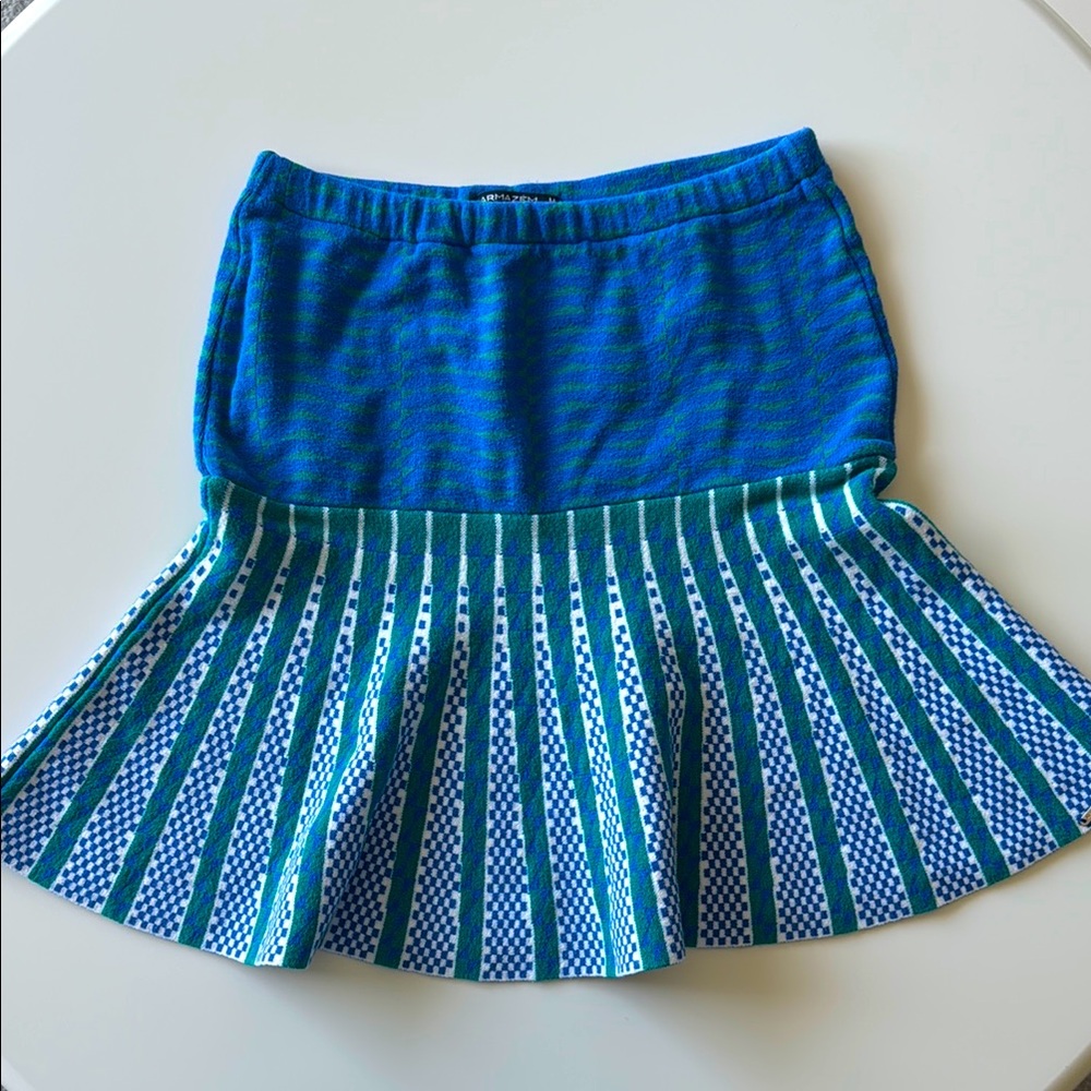 Anthropologie by‎ ARMAZÉM blue green knit strapless top size M